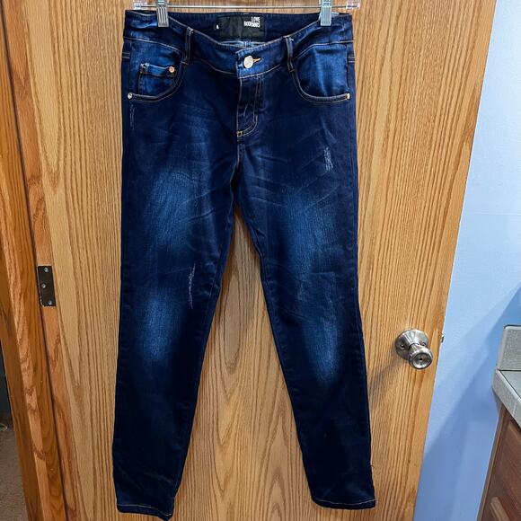 Love Rodennis Women's Jeggings Size 4 Dark Wash Lightly Distressed Jean Leggings - Picture 1 of 9